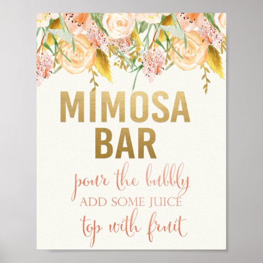 Mimosa Bar Floral Sign Poster (Vorne)