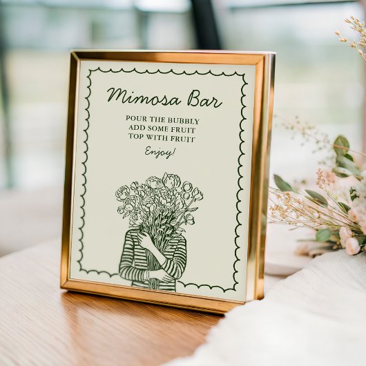 Mimosa-Bar-Frisch-Auf-Dem-Markt-Braut-Schild Poster