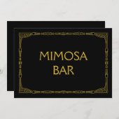 "Mimosa Bar" Gold Art Deco Stil Hochzeitszeichen (Vorne/Hinten)