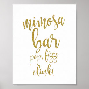 Mimosa Bar Gold Glitter 8x10 Hochzeitsschild Poster