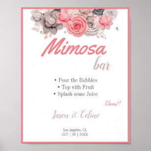 Mimosa-Bar-Hochzeitsschild Poster