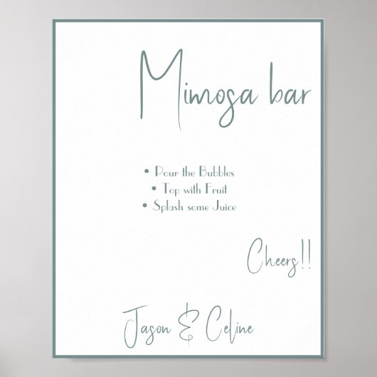 Mimosa-Bar-Hochzeitsschild Poster (Vorne)