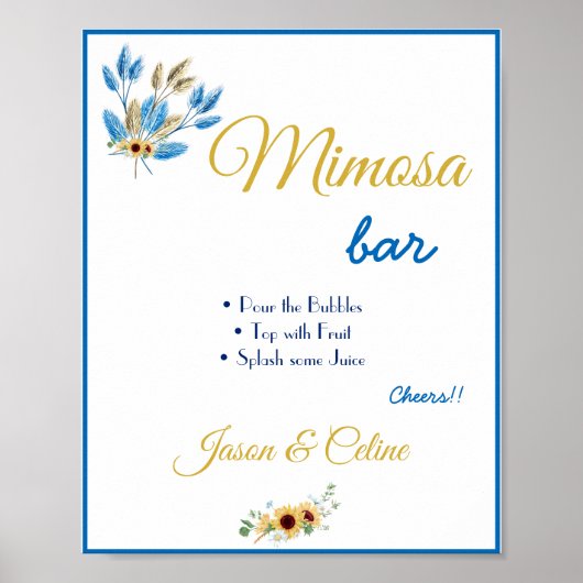 Mimosa-Bar-Hochzeitsschild Poster (Vorne)