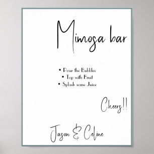 Mimosa-Bar Hochzeitsschild Poster