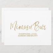"Mimosa Bar" Hochzeitszeichen | Stilvoll Golden Einladung (Vorne/Hinten)