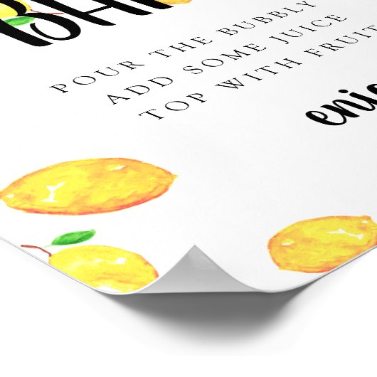 Mimosa Bar Lemon Brautparty Hauptpresse Poster (Ecke)