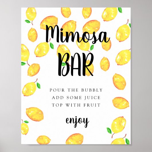 Mimosa Bar Lemon Brautparty Hauptpresse Poster (Vorne)