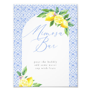 Mimosa Bar Lemon Italian Blue Tile Fotodruck