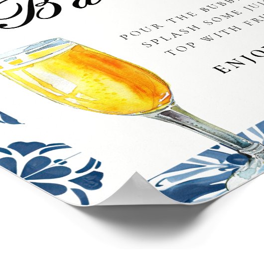 Mimosa Bar Lemon Positano Brautparty Sign Poster (Ecke)