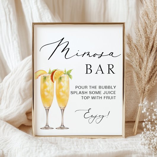 Mimosa Bar Minimal Moderne Kalligraphie Hochzeitss Poster