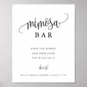 Mimosa Bar Minimalistisch Kalligraphie Schwarz/Wei Poster (Vorne)