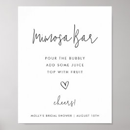 Mimosa Bar Minimalistisch Schwarz-Weiß-Dusche Poster