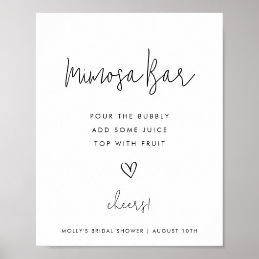 Mimosa Bar Minimalistisch Schwarz-Weiß-Dusche Poster (Vorne)