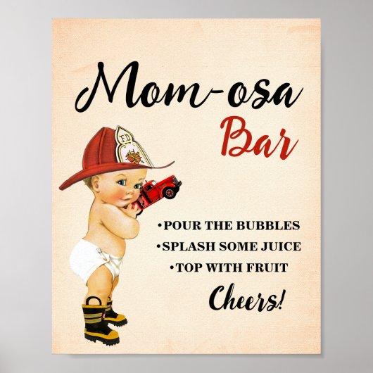 Mimosa Bar Momosa Bar Firefighter Kinderdusche Poster (Vorne)
