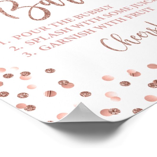 Mimosa Bar Party Signature Rose Gold Glitzer Confe Poster (Ecke)