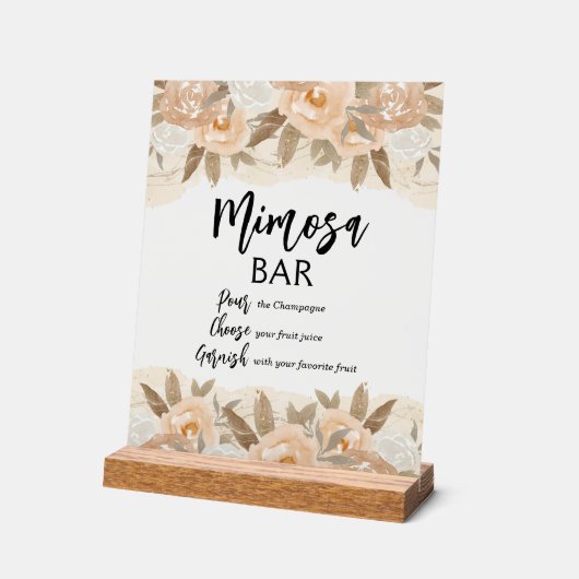 Mimosa Bar Peach Blume Brautparty Acrylschild (Winkel)