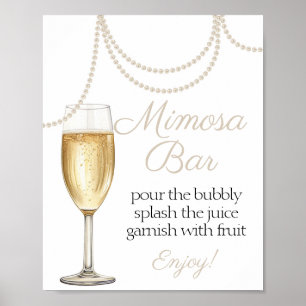 Mimosa Bar Pearls und Prosecco Brautparty Poster
