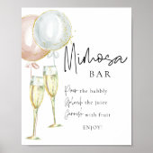 Mimosa Bar Pink & Blue Balloon Gender Reveal-Zeich Poster (Vorne)