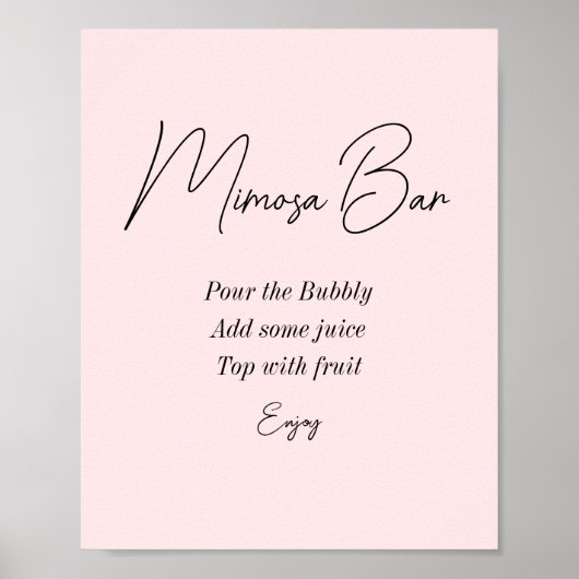Mimosa Bar Pink Brautparty Poster (Vorne)