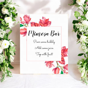 Mimosa Bar Pink White Wedding Floral Poster
