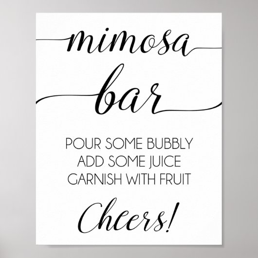 Mimosa Bar Print | Dusche oder Party Mimosa Zeiche Poster (Vorne)