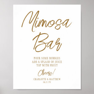Mimosa Bar Prost Modern Handgeschriebene Goldschri Poster