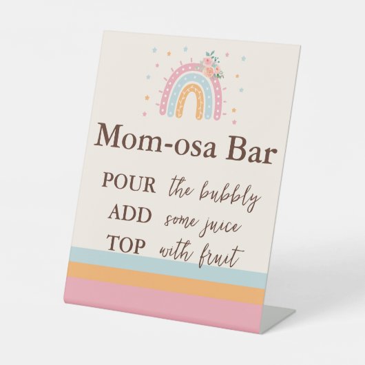 Mimosa Bar Rainbow Baby Dusche Pink Pedestal Sockelschild (Vorderseite)