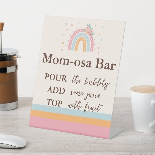 Mimosa Bar Rainbow Baby Dusche Pink Pedestal Sockelschild (In SItu)
