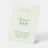 Mimosa Bar Retro Green & Yellow Bachelorette Sockelschild (Vorderseite)