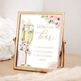 Mimosa Bar, Rosa und Gold Blume & Glas, Dusche Poster