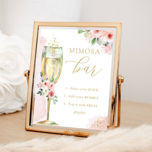 Mimosa Bar, Rosa und Gold Blume & Glas, Dusche Poster