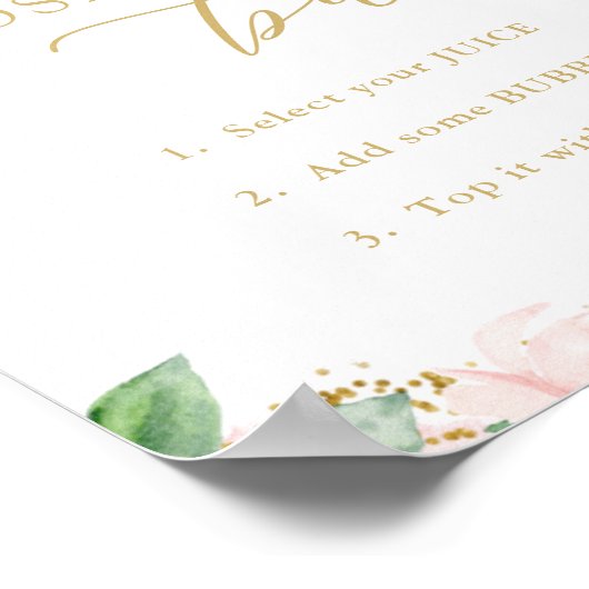 Mimosa Bar, Rosa und Gold Brautparty Poster (Ecke)