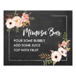 Mimosa Bar Rustic Floral Chalkboard Wedding Sign Fotodruck