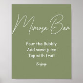Mimosa Bar Sage Green Wedding Sign Poster (Vorne)