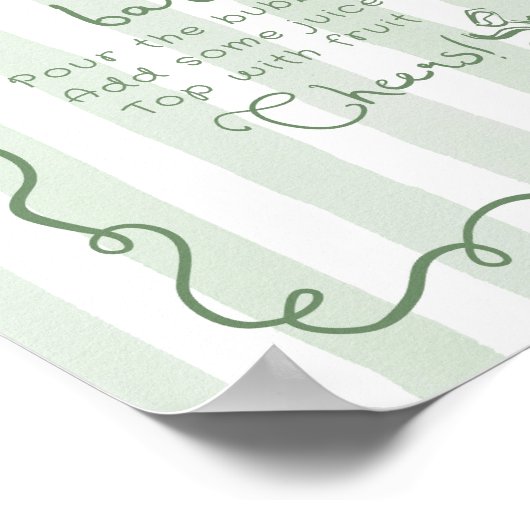 Mimosa Bar Sage green Whimsical Brautparty Poster (Ecke)