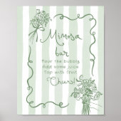 Mimosa Bar Sage green Whimsical Brautparty Poster (Vorne)