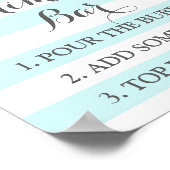 Mimosa Bar Schild Blaue Blumen Streifen (Ecke)