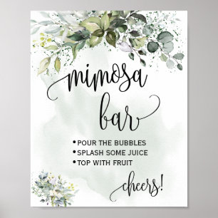 Mimosa-Bar-Schild Braut-Hochzeitsdusche Eukalyptus Poster