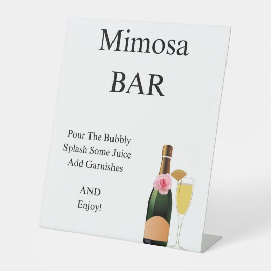 Mimosa-Bar-Schild für Brautparty/Hochzeit Sockelschild (Vorderseite)