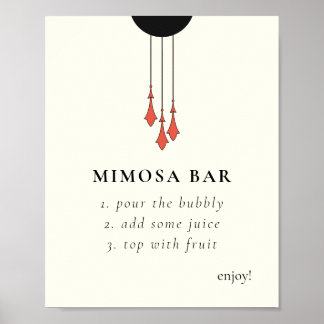 Mimosa-Bar-Schild für eine Herbsthochzeit um Mitte Poster