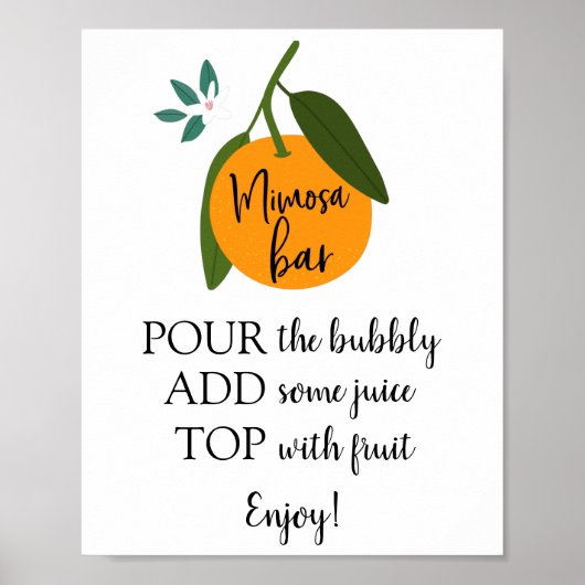 Mimosa-Bar-Schild Orange Poster (Vorne)
