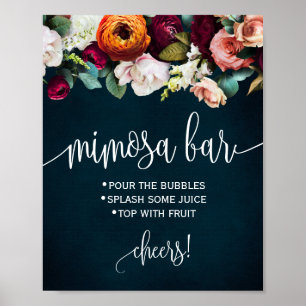 Mimosa-Bar-Schild Wein Navy Braut Hochzeitsdusche Poster