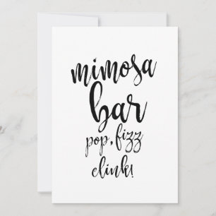 Mimosa-Bar Schwarz-Weiß Hochzeits-Schild erschwing