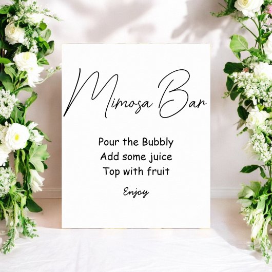 Mimosa Bar Schwarz-weiß Wedding Sign Poster