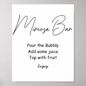 Mimosa Bar Schwarz-weiß Wedding Sign Poster (Vorne)