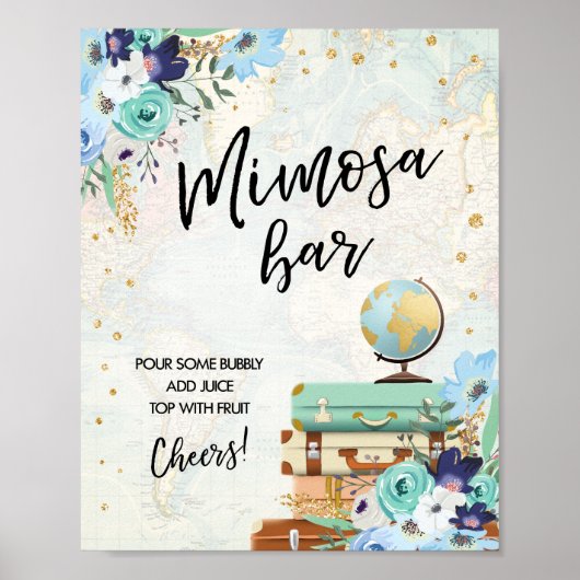 Mimosa Bar Sign Adventure Travel Showroom Tafel Poster (Vorne)