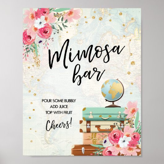 Mimosa Bar Sign Adventure Travel Showroom Tafel Poster (Vorne)