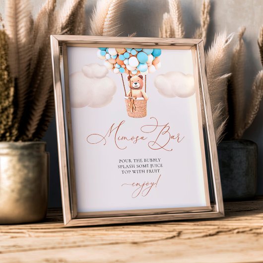 Mimosa Bar Sign Bear Baby Dusche mit Balloons Fotodruck