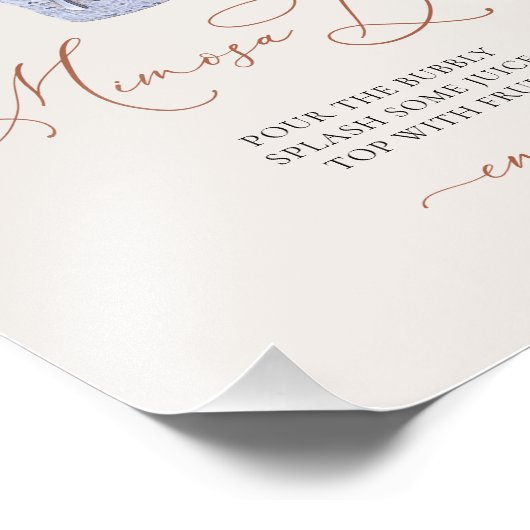 Mimosa Bar Sign Bear Baby Dusche mit Balloons Fotodruck (Ecke)