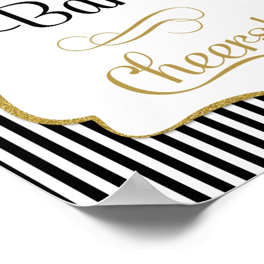 Mimosa Bar Sign Black Gold Strip Poster (Ecke)